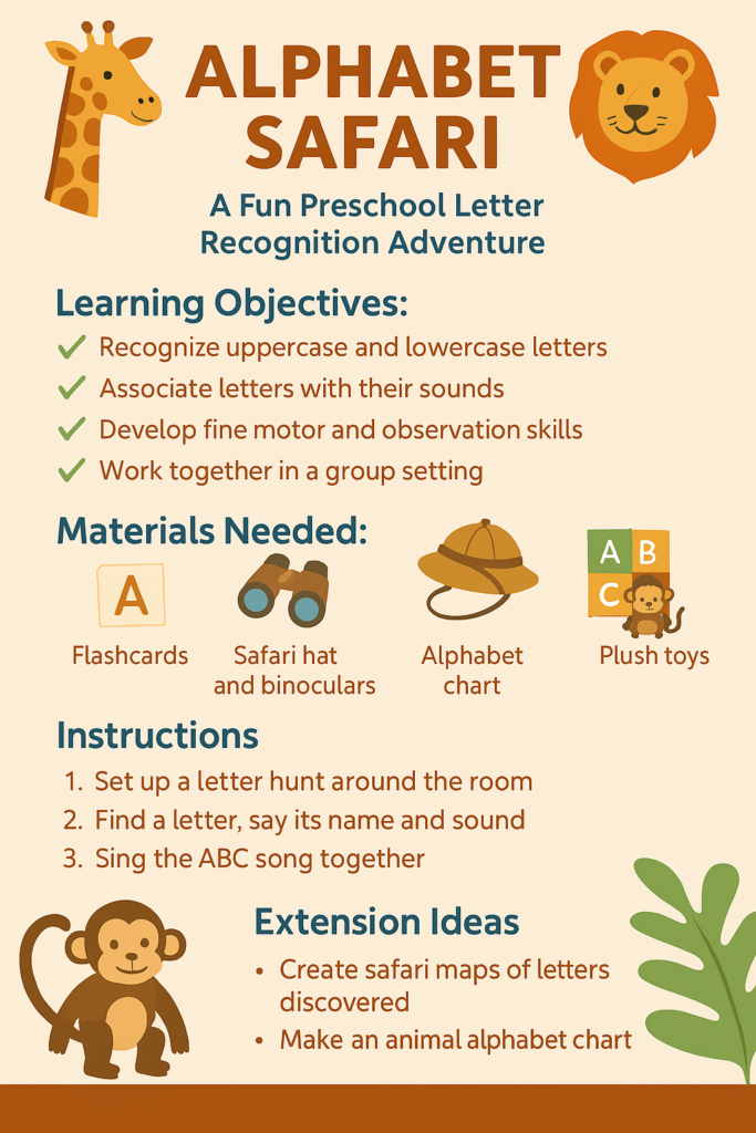 Alphabet Safari preschool lesson plan
