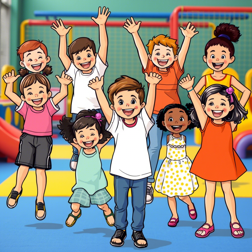 Preschool kids exercising together on World Health Day