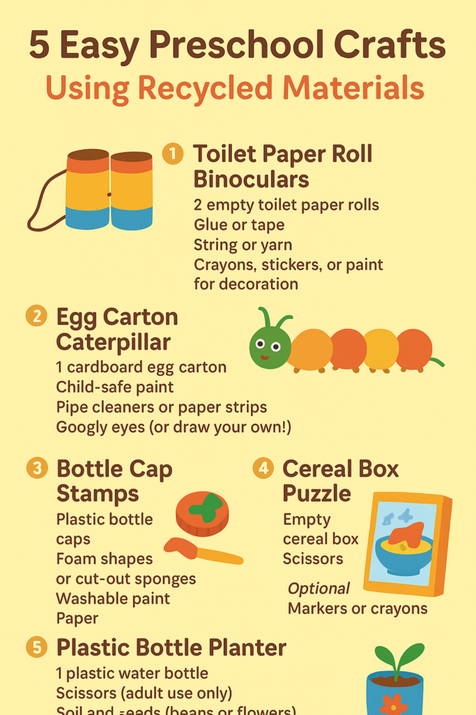 Preschool Crafts Using Recycled Materials